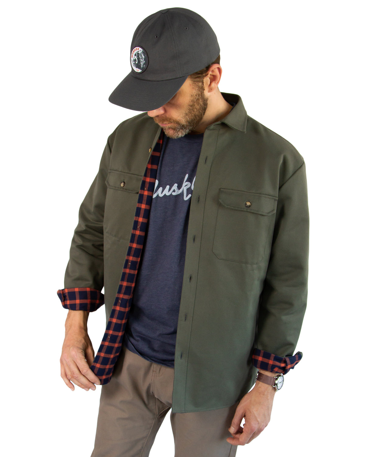 Lined Yukon Flannel Shirt Jacket, Olive MuskOx Flannels