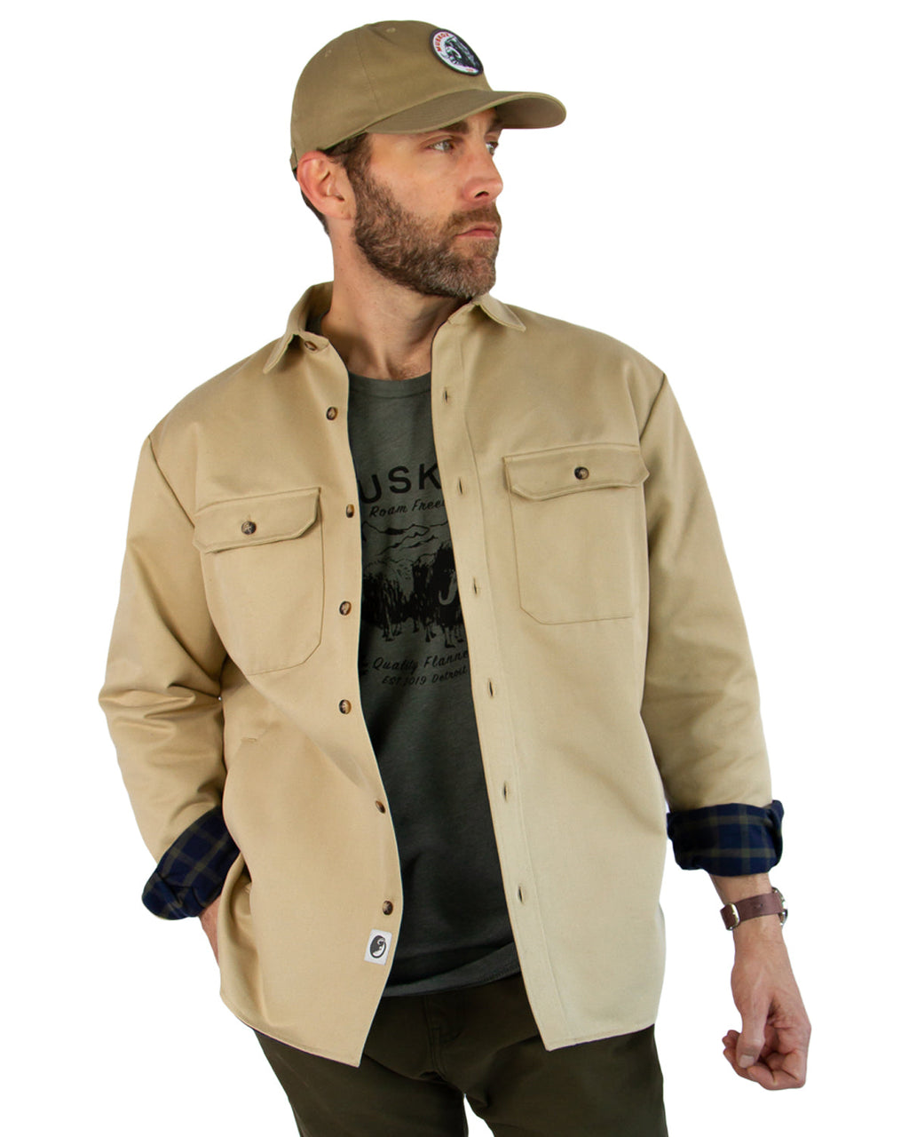 Lined Yukon Flannel Shirt Jacket, Tan MuskOx Flannels