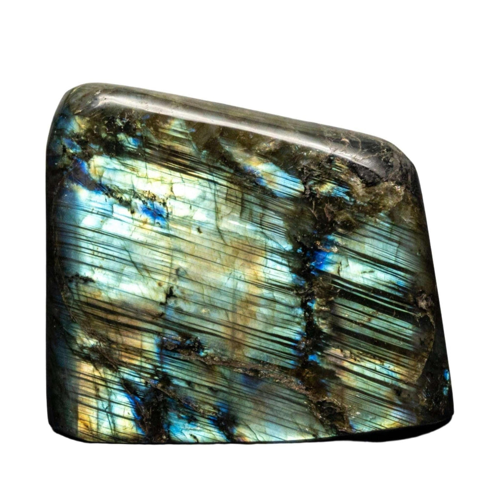 Labradorite Crystal Freeform with Iridescent Flash Display Crystal Destiny