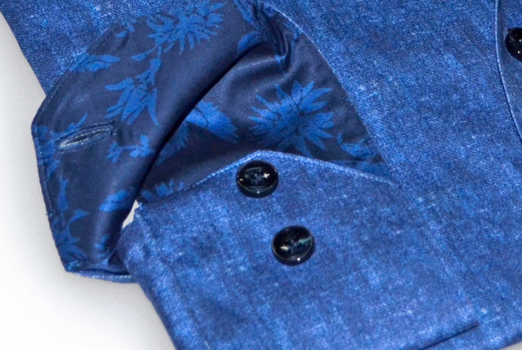 Charles ty  Button-Up  Shirt With Contrast Details // Blue // Contemporary Fit (Regular) - final sale LEVINAS® Official