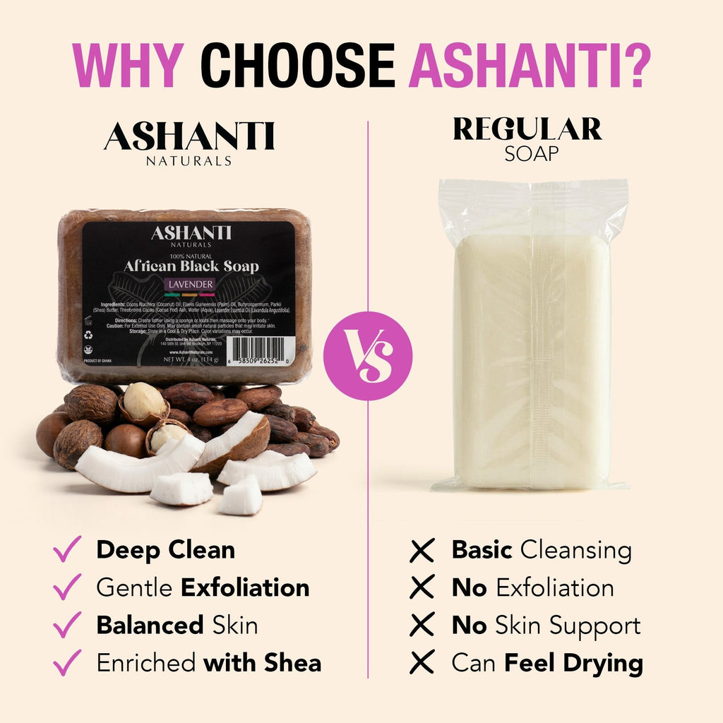 100% African Black Soap - Lavender AshantiNaturals