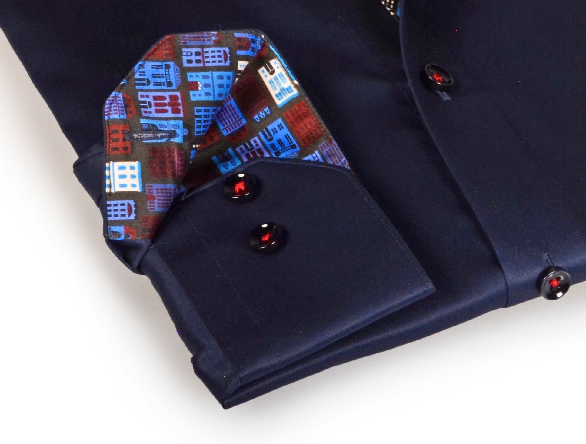 Legendary  Button-Up Shirt With Contrast Details // Navy // Contemporary Fit (Regular) LEVINAS® Official