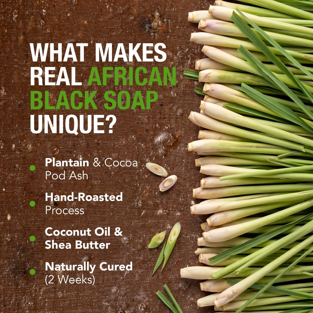 100% African Black Soap - Lemongrass AshantiNaturals