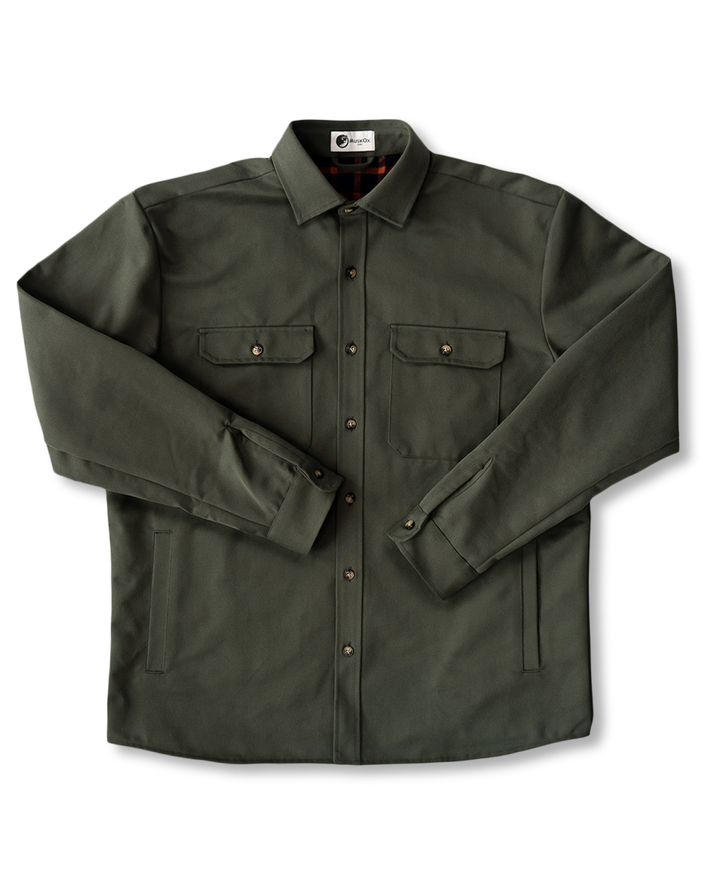 Lined Yukon Flannel Shirt Jacket, Olive MuskOx Flannels