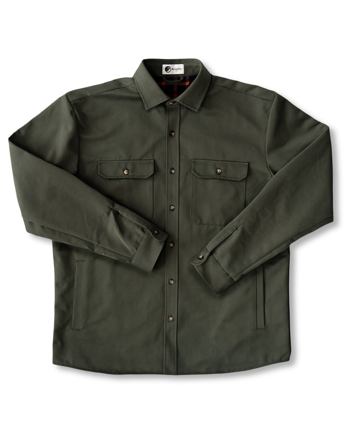 Lined Yukon Flannel Shirt Jacket, Olive MuskOx Flannels