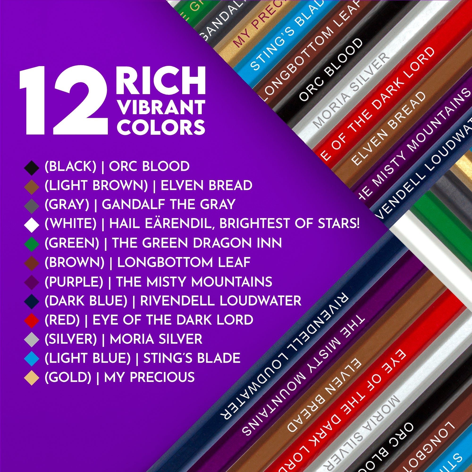 Lord of the Colorings Colored Pencil Set for Fans of Lord of the Rings Pop Colors
