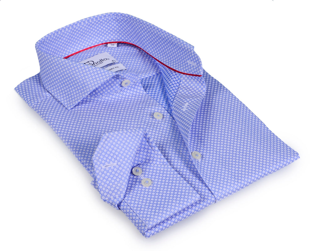 Lt Blue Long Sleeve Shirt with contract trimming // Dual cuffs// contemporary fit- Final Sale LEVINAS® Official
