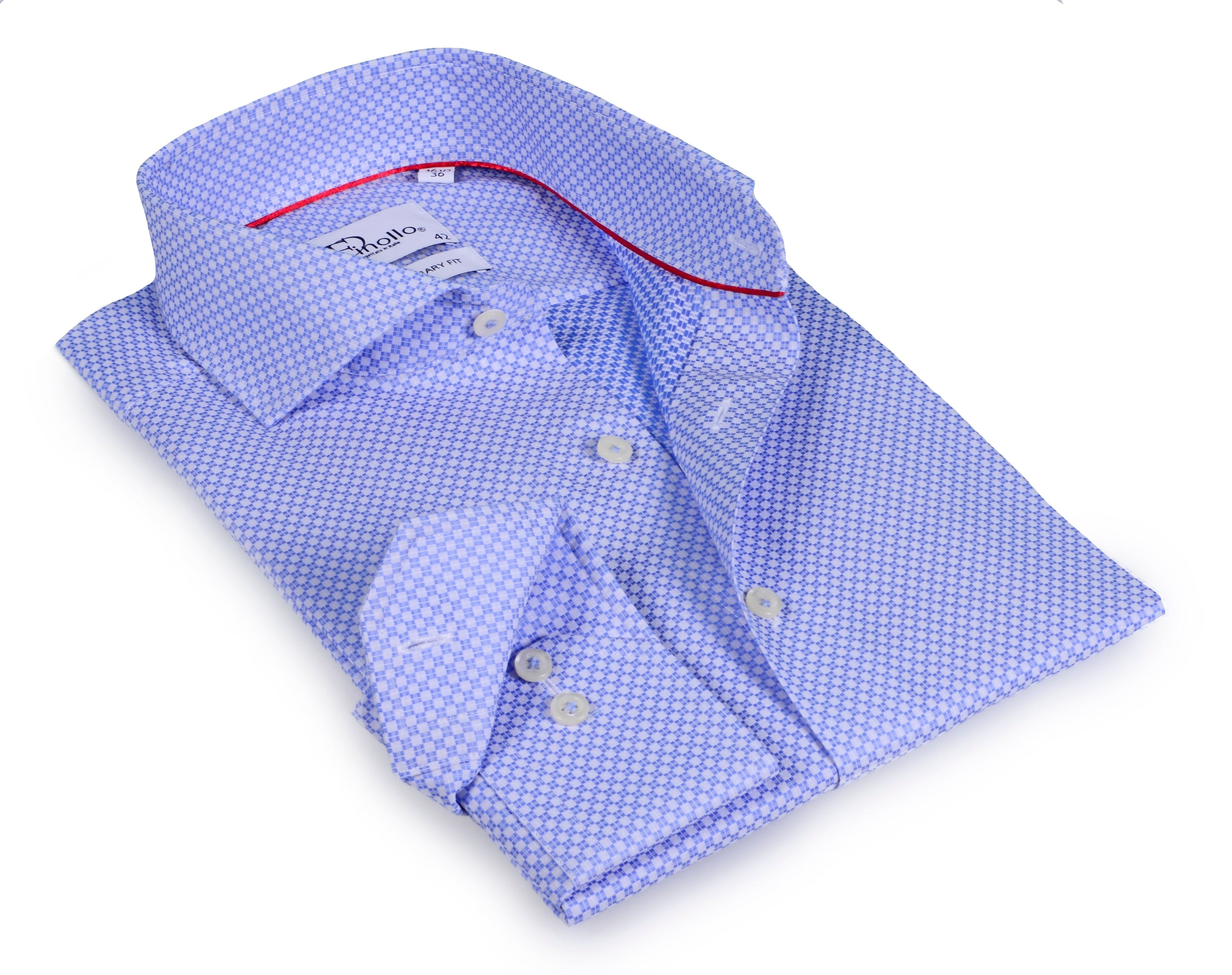 Lt Blue Long Sleeve Shirt with contract trimming // Dual cuffs// contemporary fit- Final Sale LEVINAS® Official