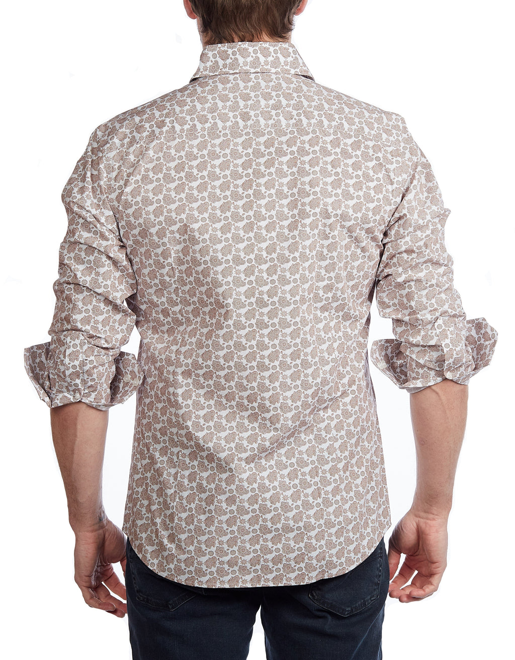 Lt Brown Paisley Shirt // Contemporary Fit - contrast  trimming- final sale LEVINAS® Official
