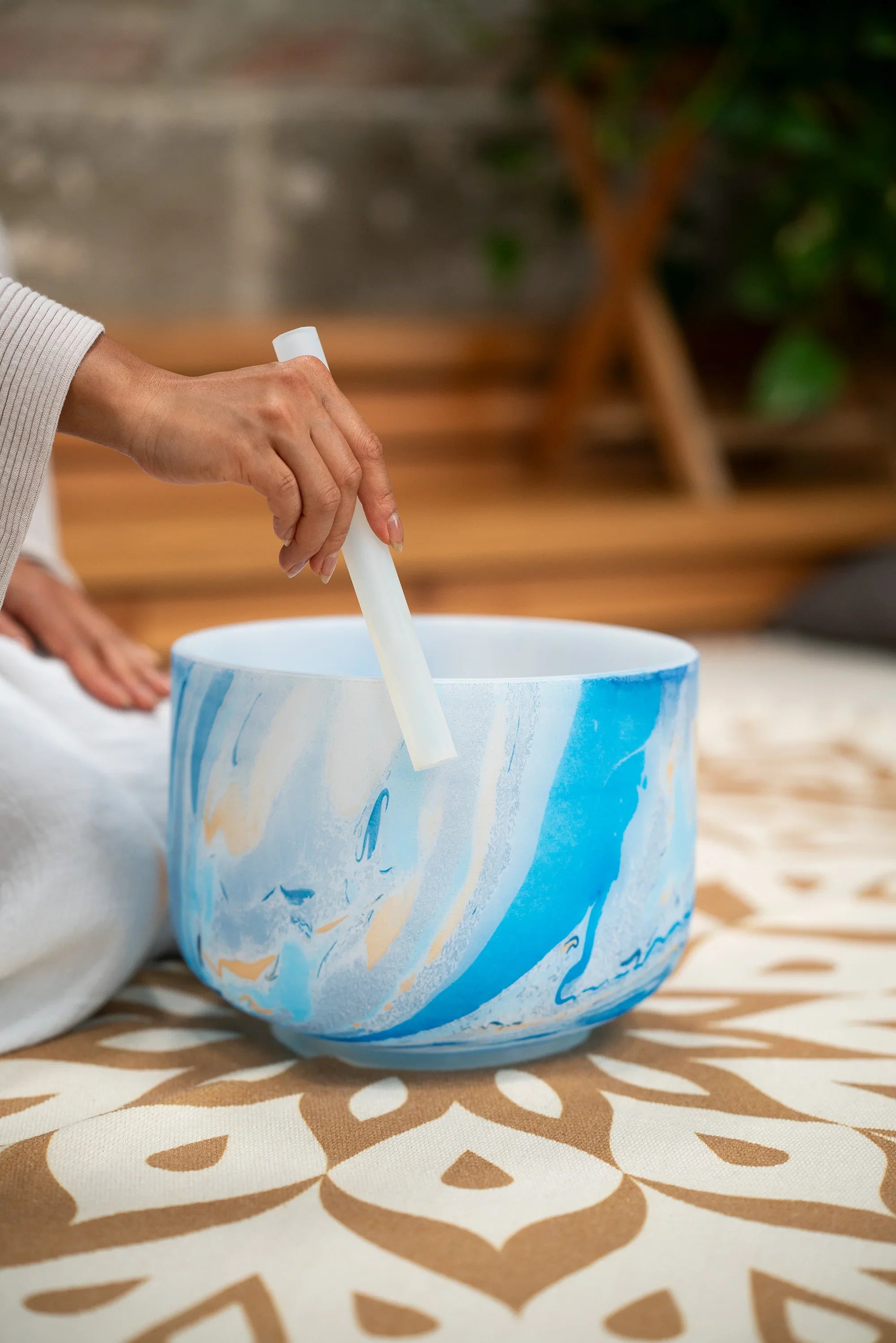 10" Marble Crystal Singing Bowl, A4, Brow Chakra, 432 Hz Utah Energy Healing Center