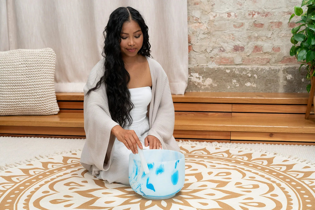 10" Marble Crystal Singing Bowl, G4, Throat Chakra, 432 Hz Utah Energy Healing Center