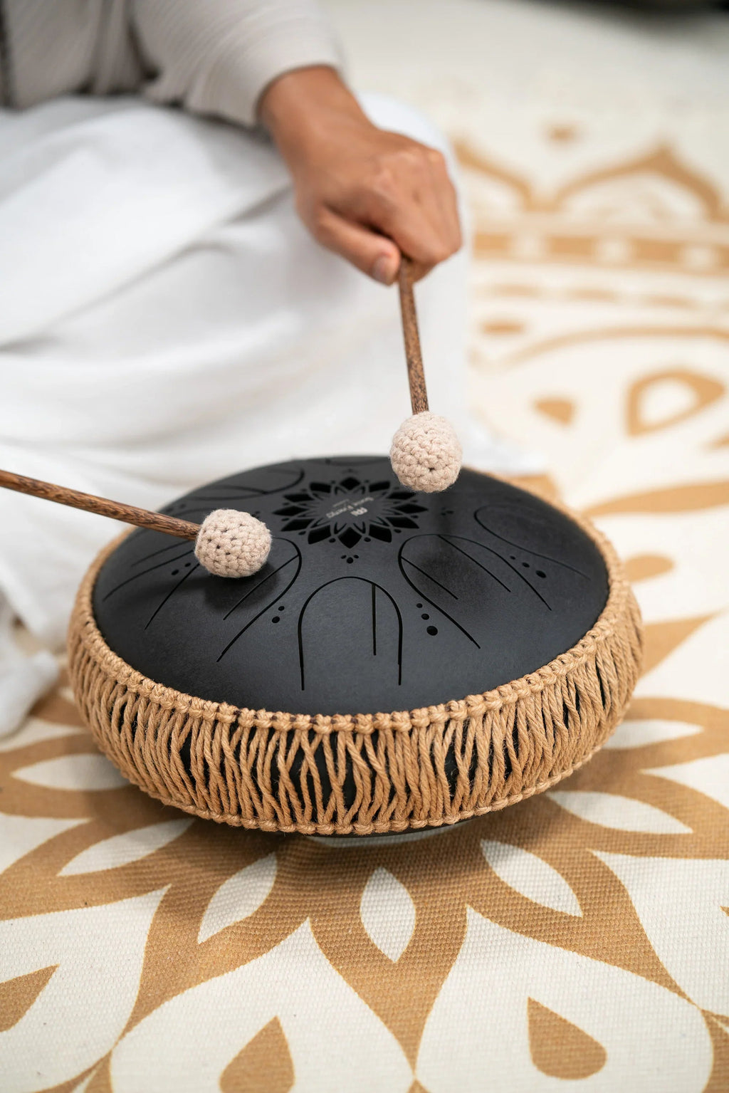 10" Medium Octave Steel Tongue Drum, B Minor, 8 Notes, 432 Hz, Black Utah Energy Healing Center