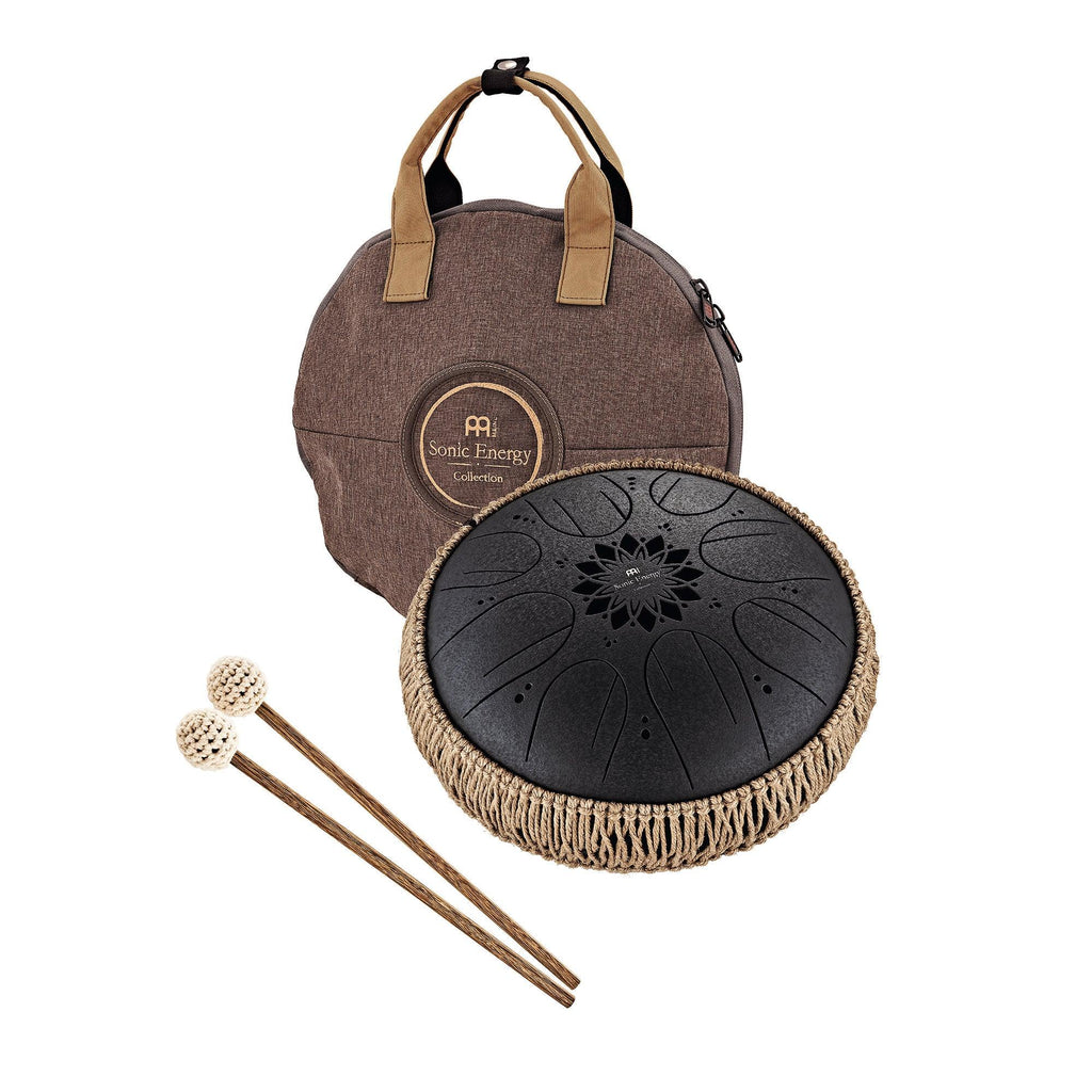 10" Medium Octave Steel Tongue Drum, B Minor, 8 Notes, 432 Hz, Black Utah Energy Healing Center