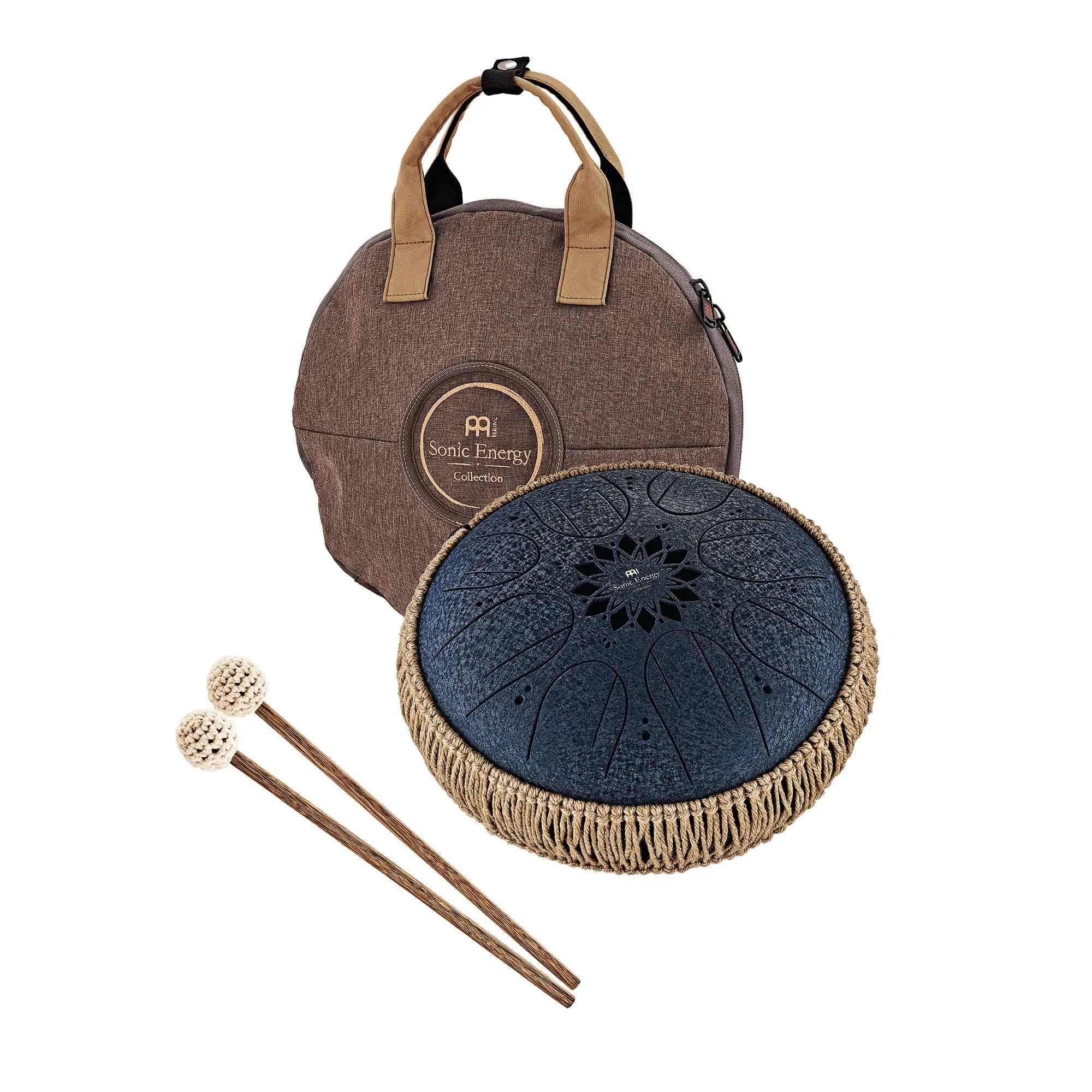 10" Medium Octave Steel Tongue Drum, C Minor, 8 Notes, 432 Hz, Navy Blue Utah Energy Healing Center