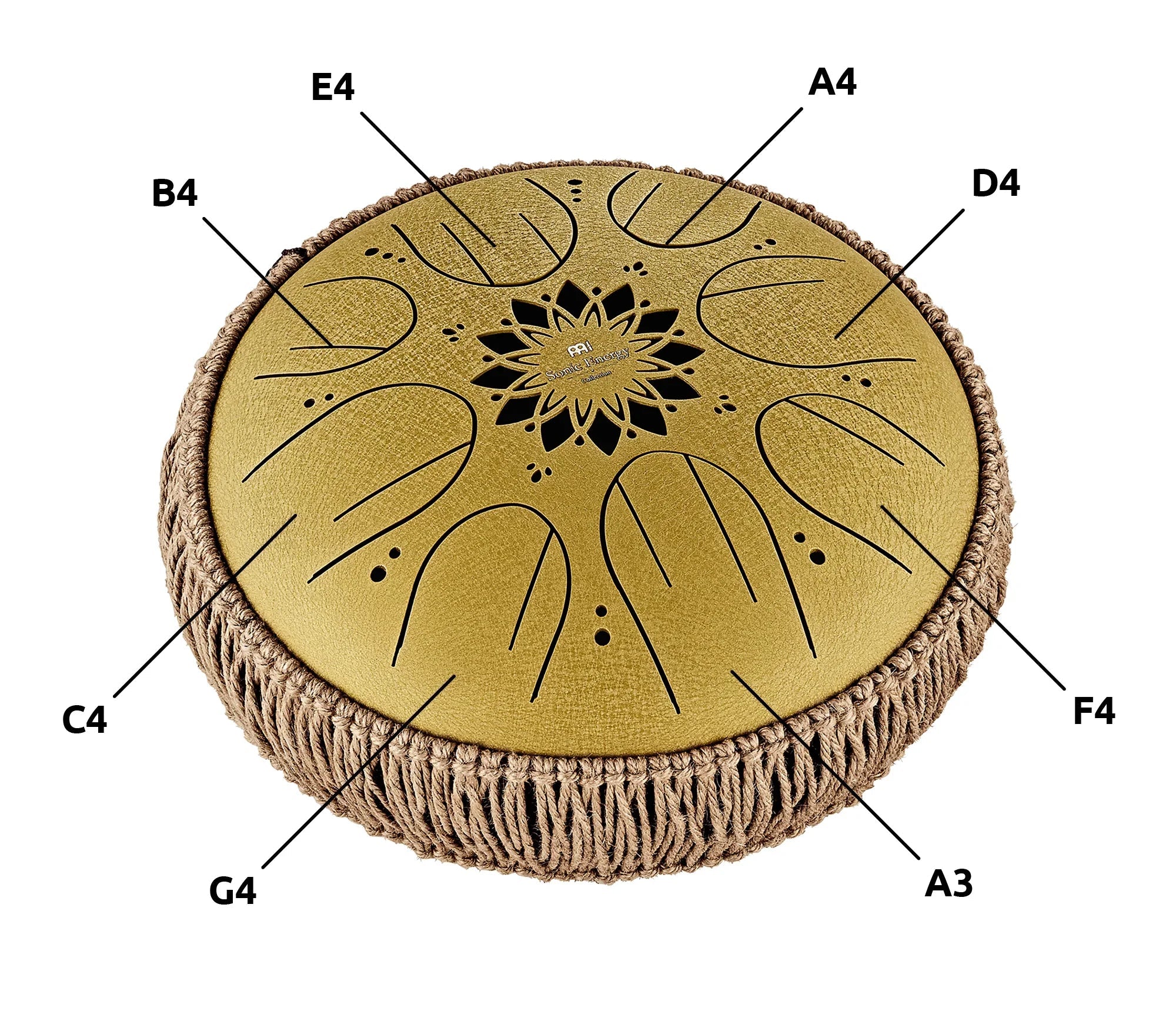 10" Medium Octave Steel Tongue Drum, C Major, 8 Notes, 432 Hz, Gold Utah Energy Healing Center