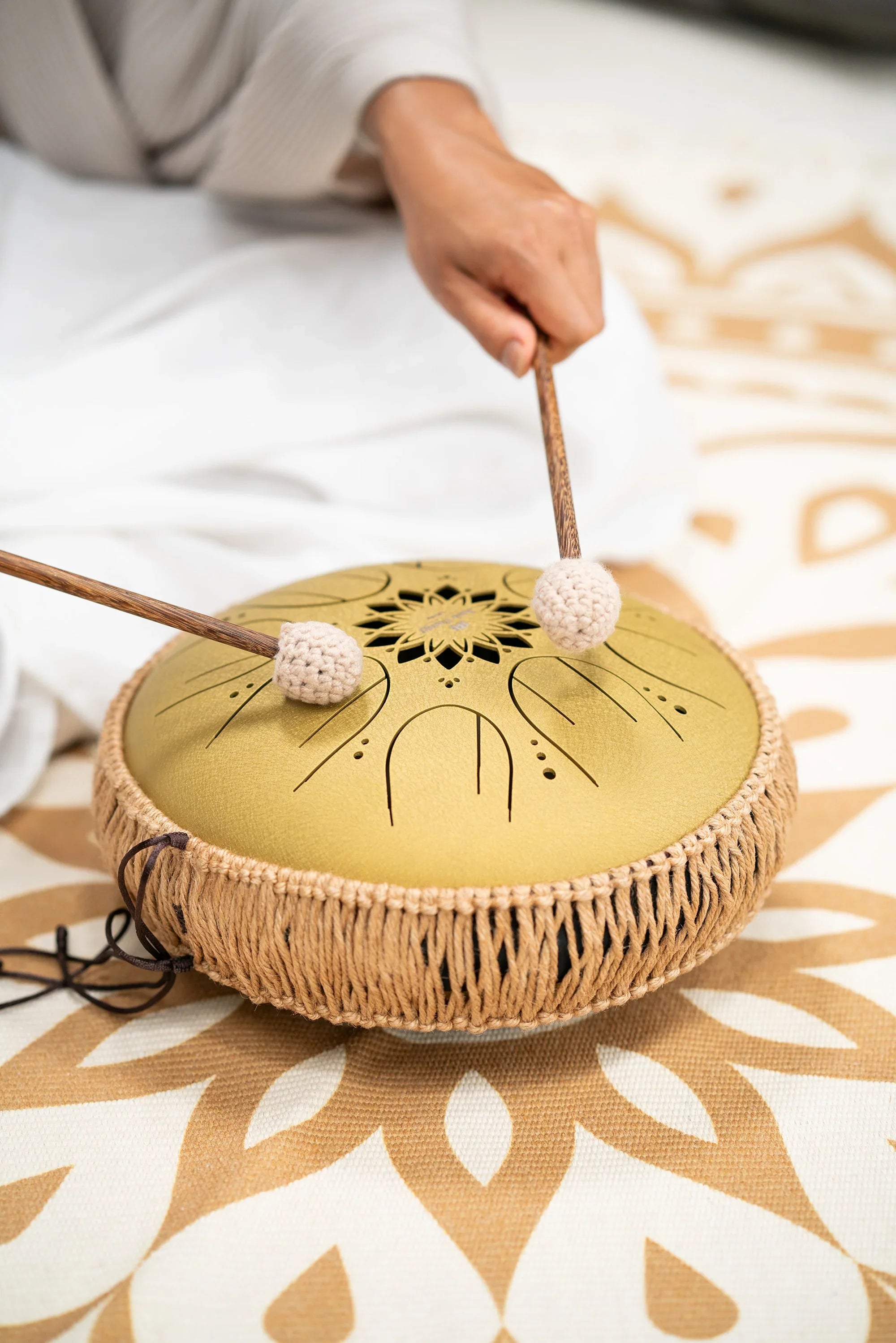 10" Medium Octave Steel Tongue Drum, C Major, 8 Notes, 432 Hz, Gold Utah Energy Healing Center