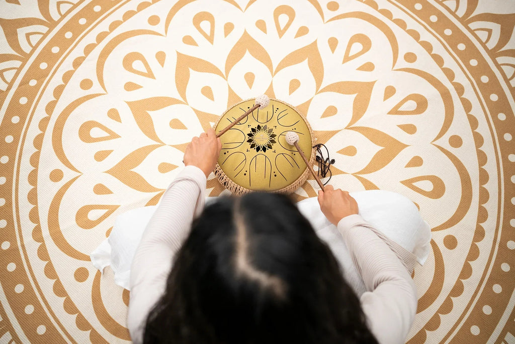 10" Medium Octave Steel Tongue Drum, C Major, 8 Notes, 432 Hz, Gold Utah Energy Healing Center