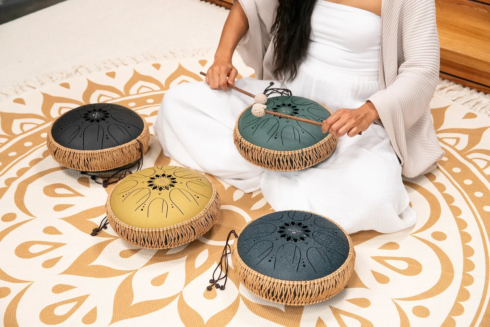 10" Medium Octave Steel Tongue Drum, C Major, 8 Notes, 432 Hz, Gold Utah Energy Healing Center
