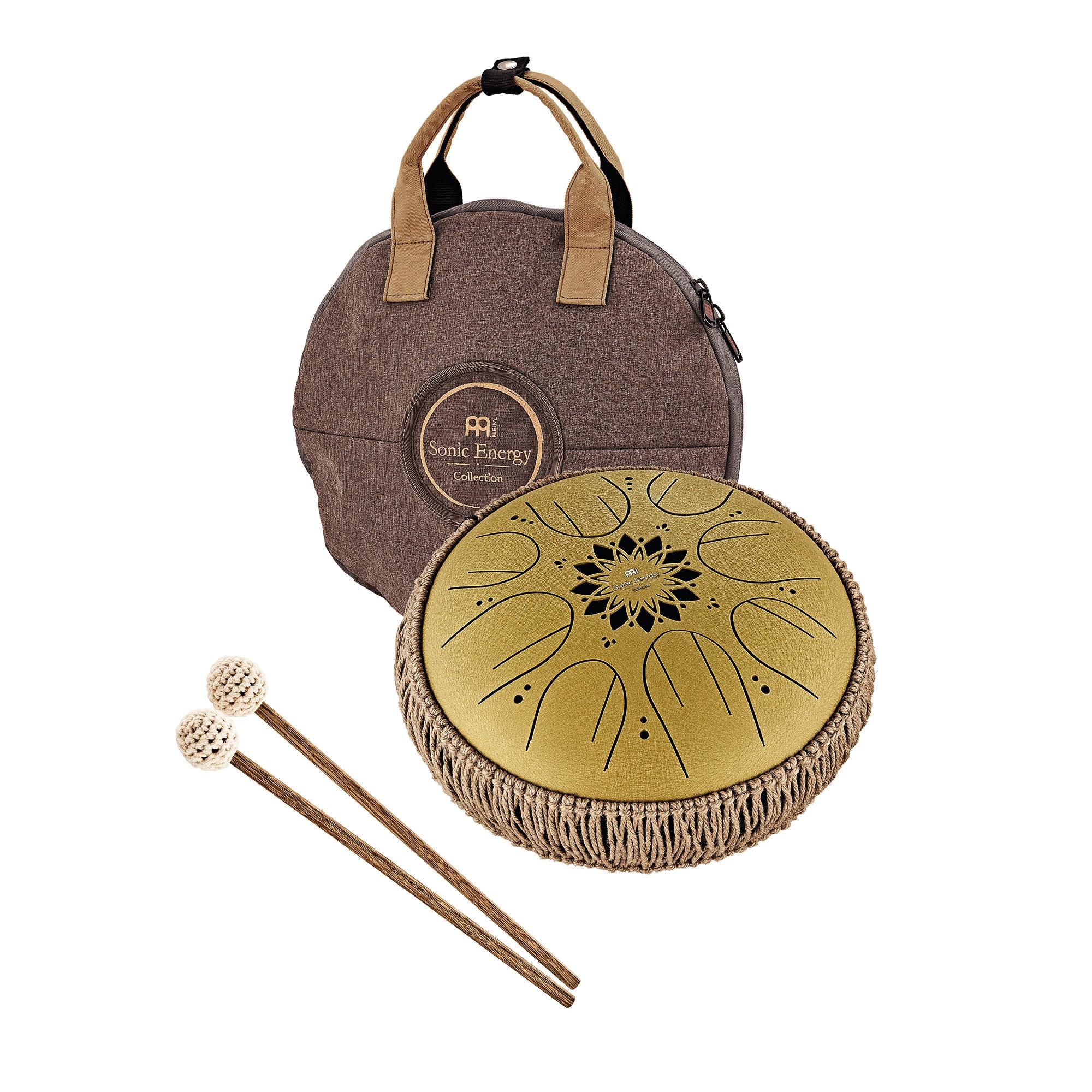 10" Medium Octave Steel Tongue Drum, C Major, 8 Notes, 432 Hz, Gold Utah Energy Healing Center