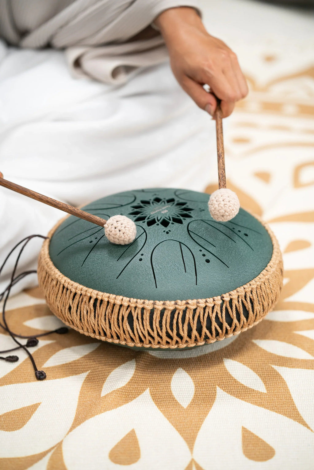 10" Medium Octave Steel Tongue Drum, F# Minor, 8 Notes, 432 Hz, Dark Green Utah Energy Healing Center