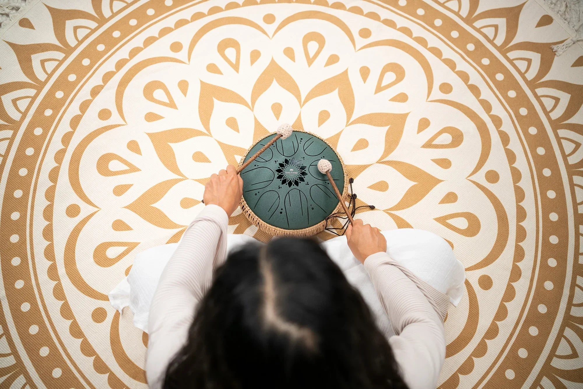 10" Medium Octave Steel Tongue Drum, F# Minor, 8 Notes, 432 Hz, Dark Green Utah Energy Healing Center