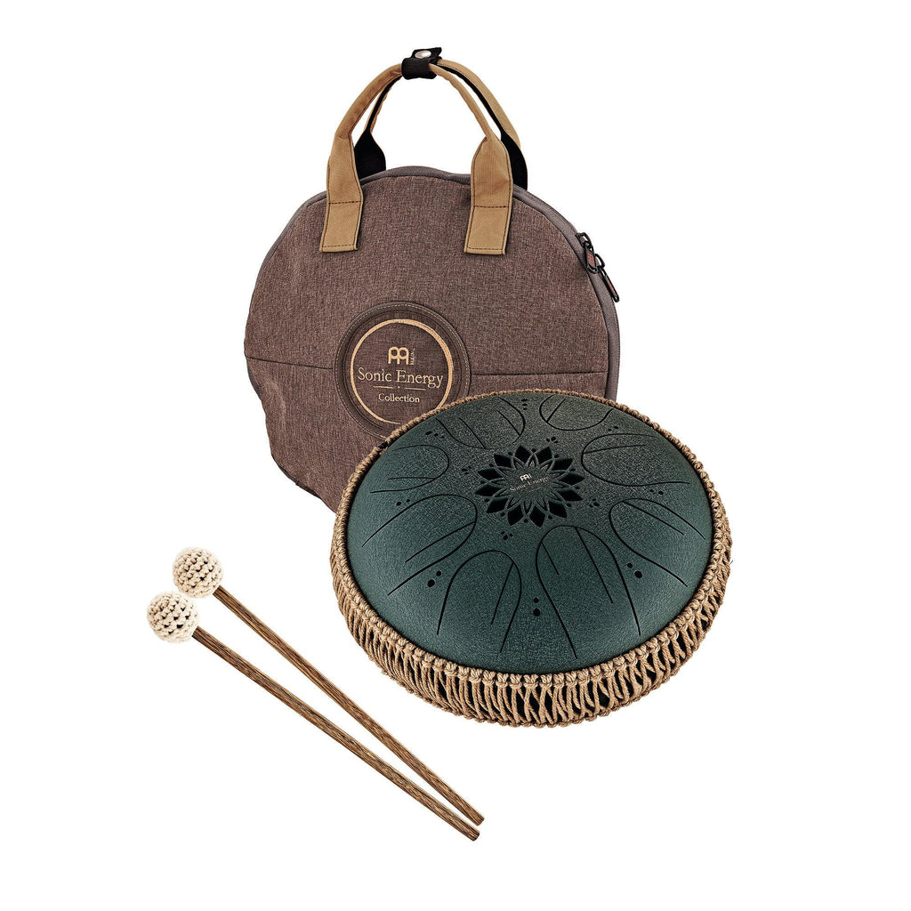 10" Medium Octave Steel Tongue Drum, F# Minor, 8 Notes, 432 Hz, Dark Green Utah Energy Healing Center