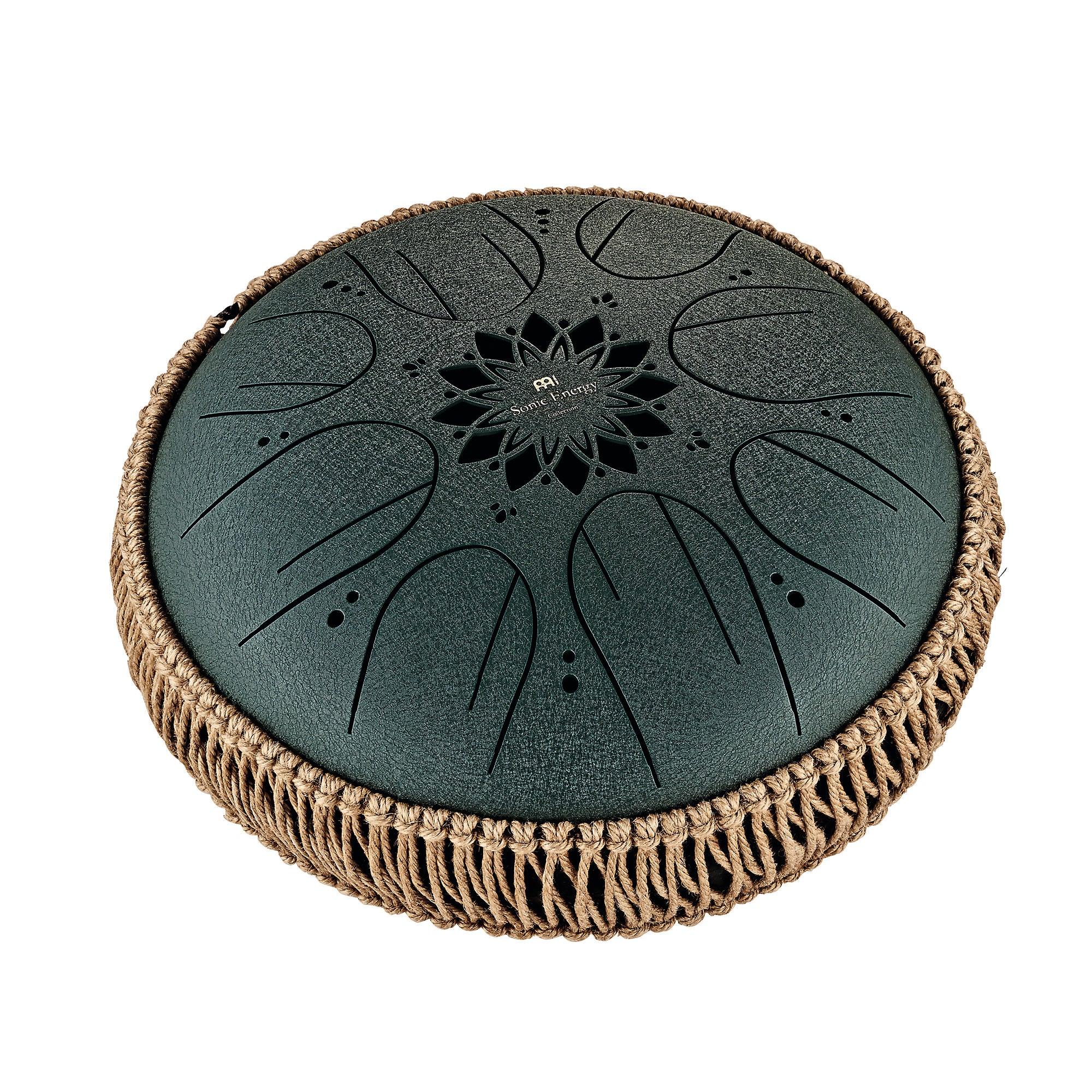 10" Medium Octave Steel Tongue Drum, F# Minor, 8 Notes, 432 Hz, Dark Green Utah Energy Healing Center