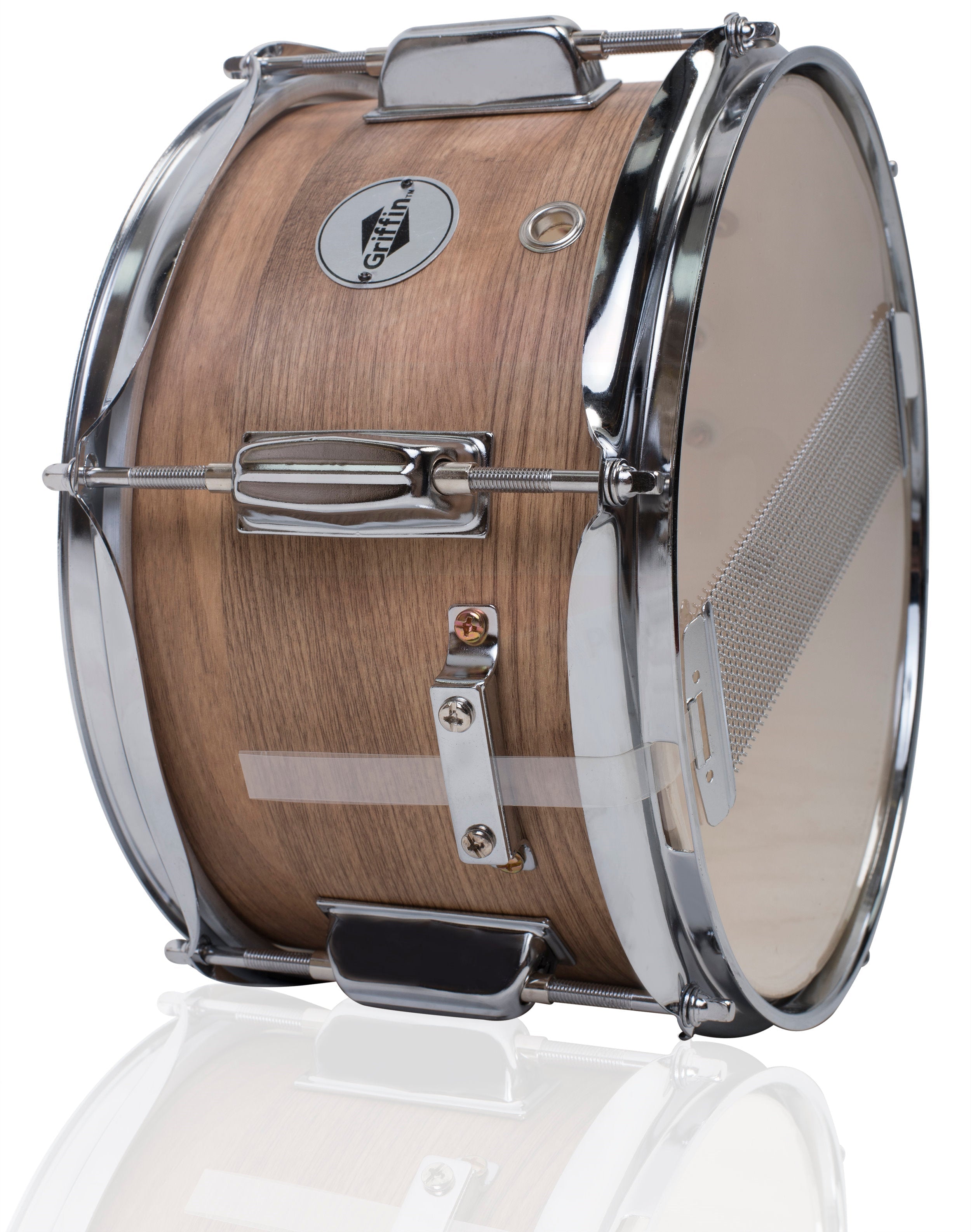 Popcorn Soprano Snare Drum by GRIFFIN | Acoustic Firecracker 10"x6" Poplar Wood Shell with Oakwood PVC | Mini Concert Marching Percussion Musical Instrument with Snare Throw Off, Drummers Key & Head GeekStands.com