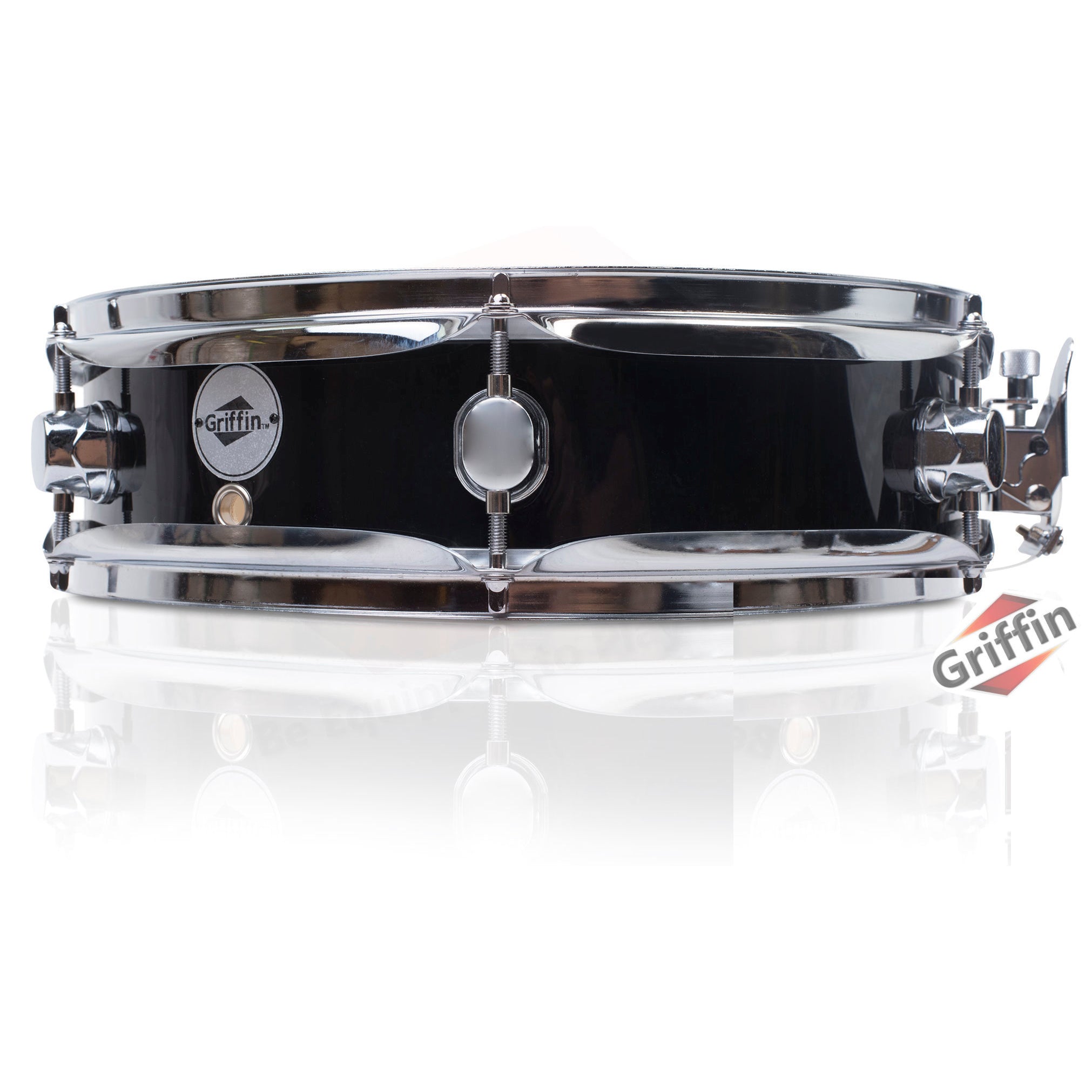 Piccolo Snare Drum 13" x 3.5" by GRIFFIN - 100% Poplar Wood Shell with Black PVC & White Coated Drum Head - Drummers Acoustic Marching Kit Percussion GeekStands.com