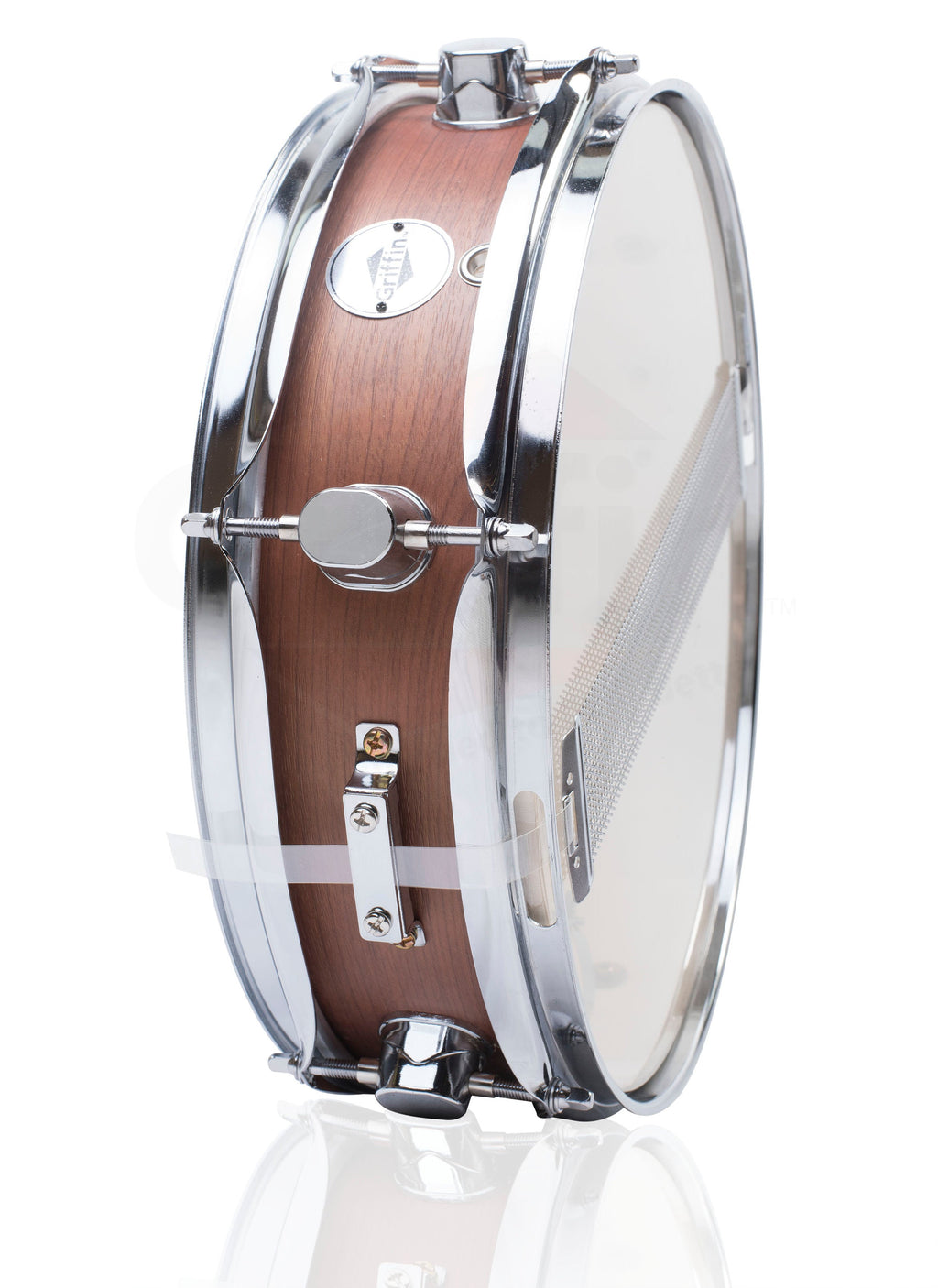 Piccolo Snare Drum 13" x 3.5" by GRIFFIN - 100% Poplar Wood Shell with Flat Hickory Finish & Coated Drum Head - Drummers Acoustic Marching Kit GeekStands.com