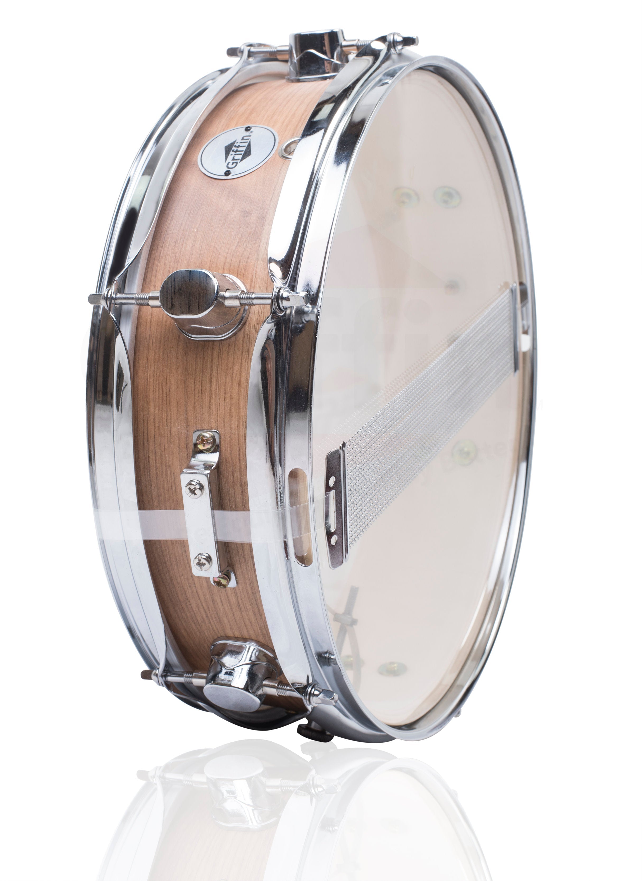 Piccolo Snare Drum 13" x 3.5" by GRIFFIN - 100% Poplar Shell with Oak Wood Finish & Coated Drum Head - Professional Marching Drummers Percussion GeekStands.com