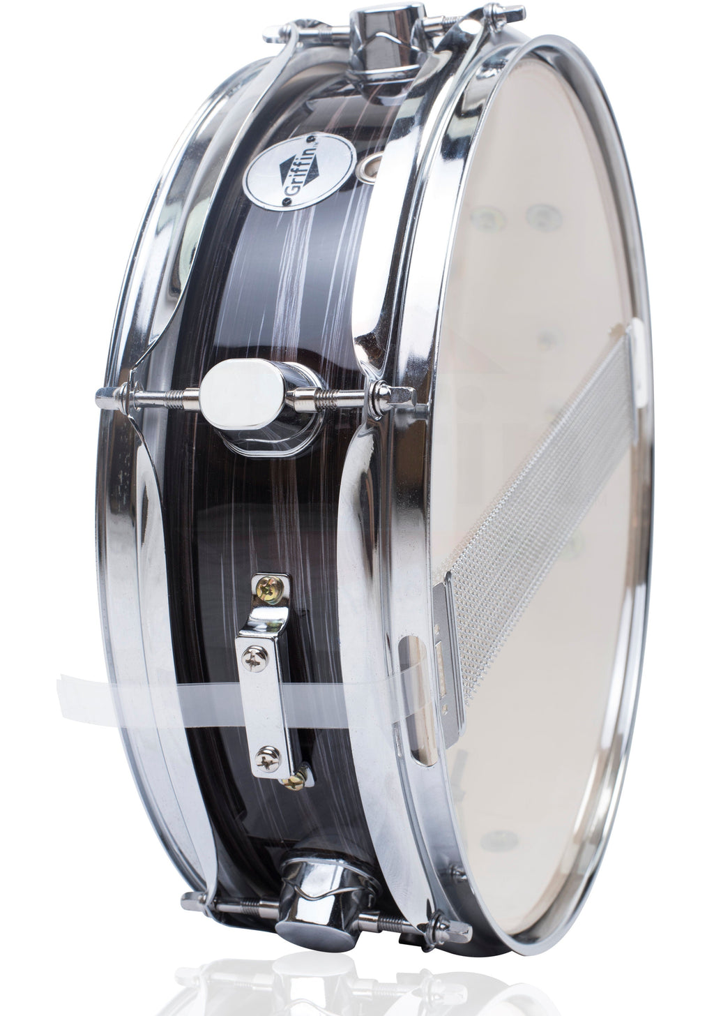 Piccolo Snare Drum 13" x 3.5" by GRIFFIN - 100% Poplar Wood Shell with Zebra Wood Finish & Coated Drum Head - Marching Drummers Percussion GeekStands.com