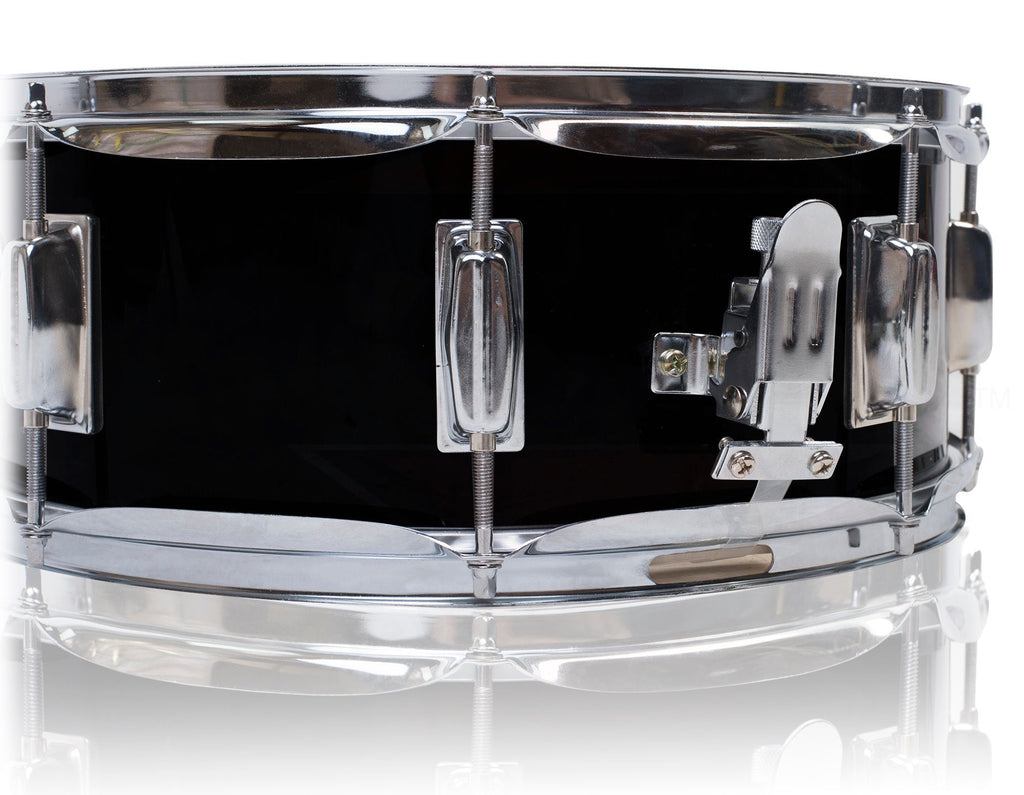 GRIFFIN Snare Drum | Poplar Wood Shell 14" x 5.5" with Black PVC & Coated Head | Acoustic Marching Percussion Musical Instrument Set with Drummers Key, 8 Metal Tuning Lugs & Snare Strainer Throw Off GeekStands.com
