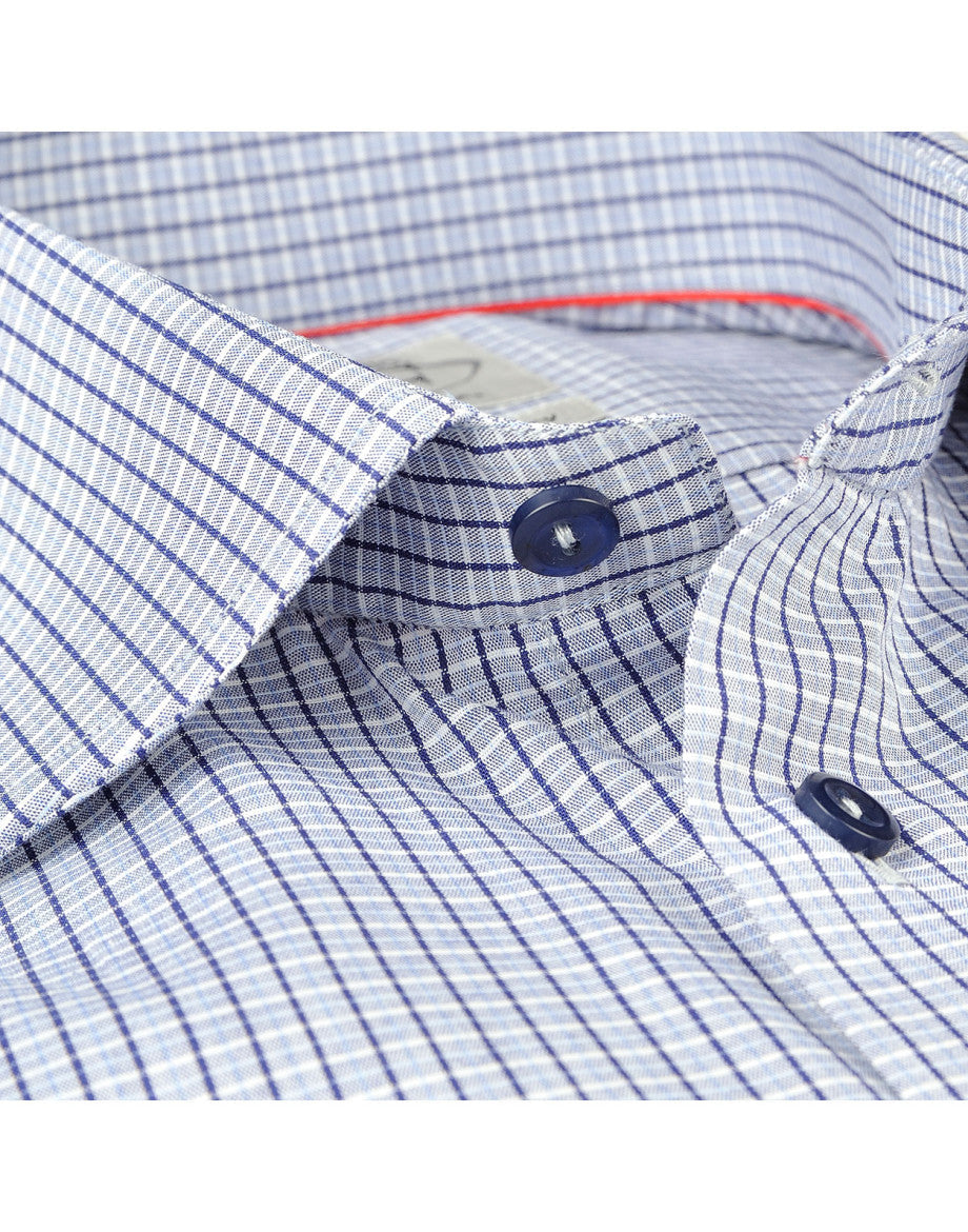 Made in Italy Dress Shirts// Navy Check- contemporary fit- Final Sale LEVINAS® Official