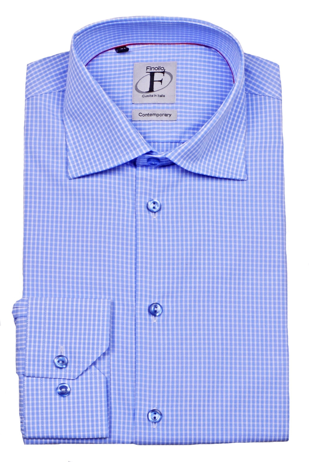 Made in Italy Dress Shirts// Lt Blue check - contemporary fit- Final Sale LEVINAS® Official