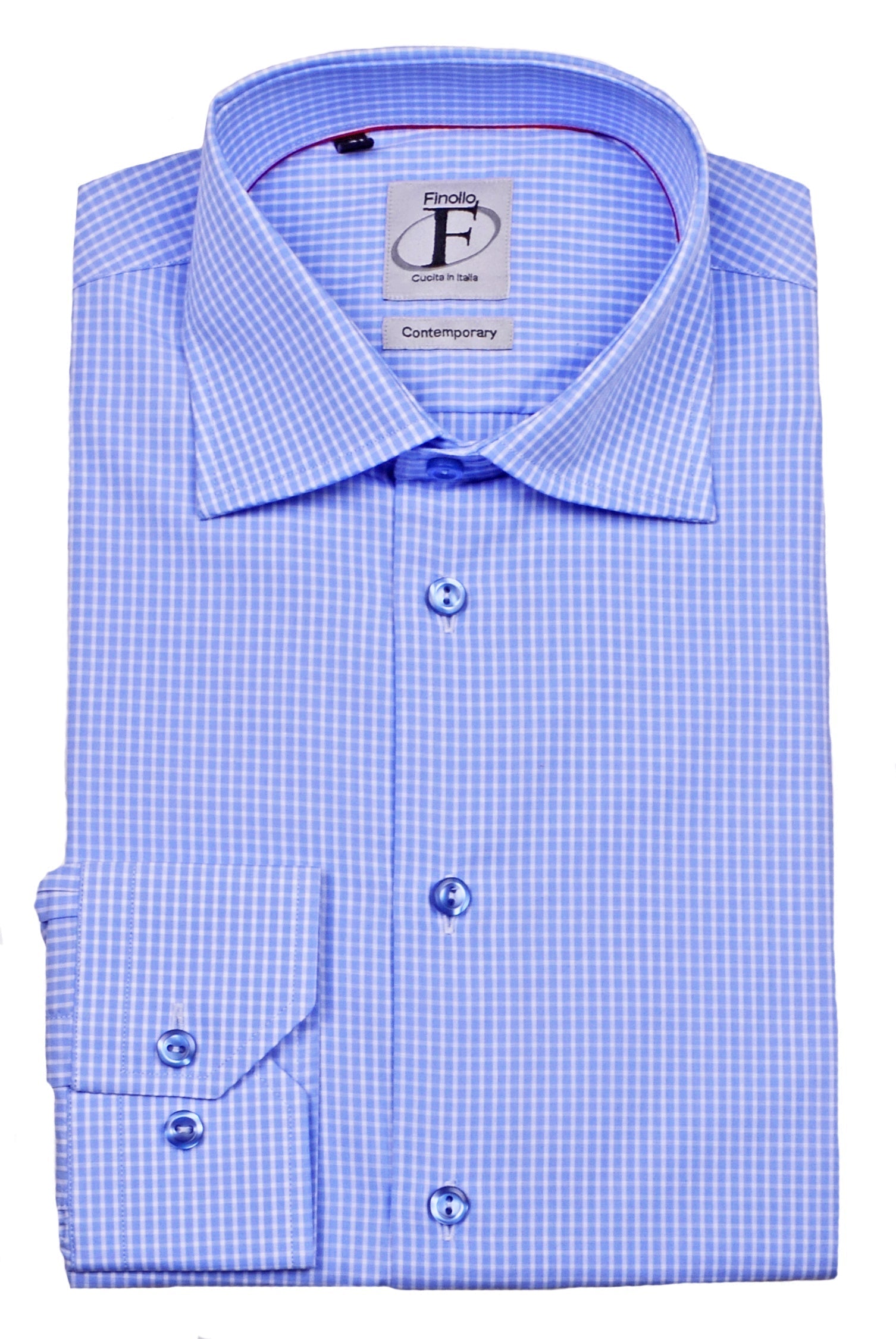 Made in Italy Dress Shirts// Lt Blue check - contemporary fit- Final Sale LEVINAS® Official