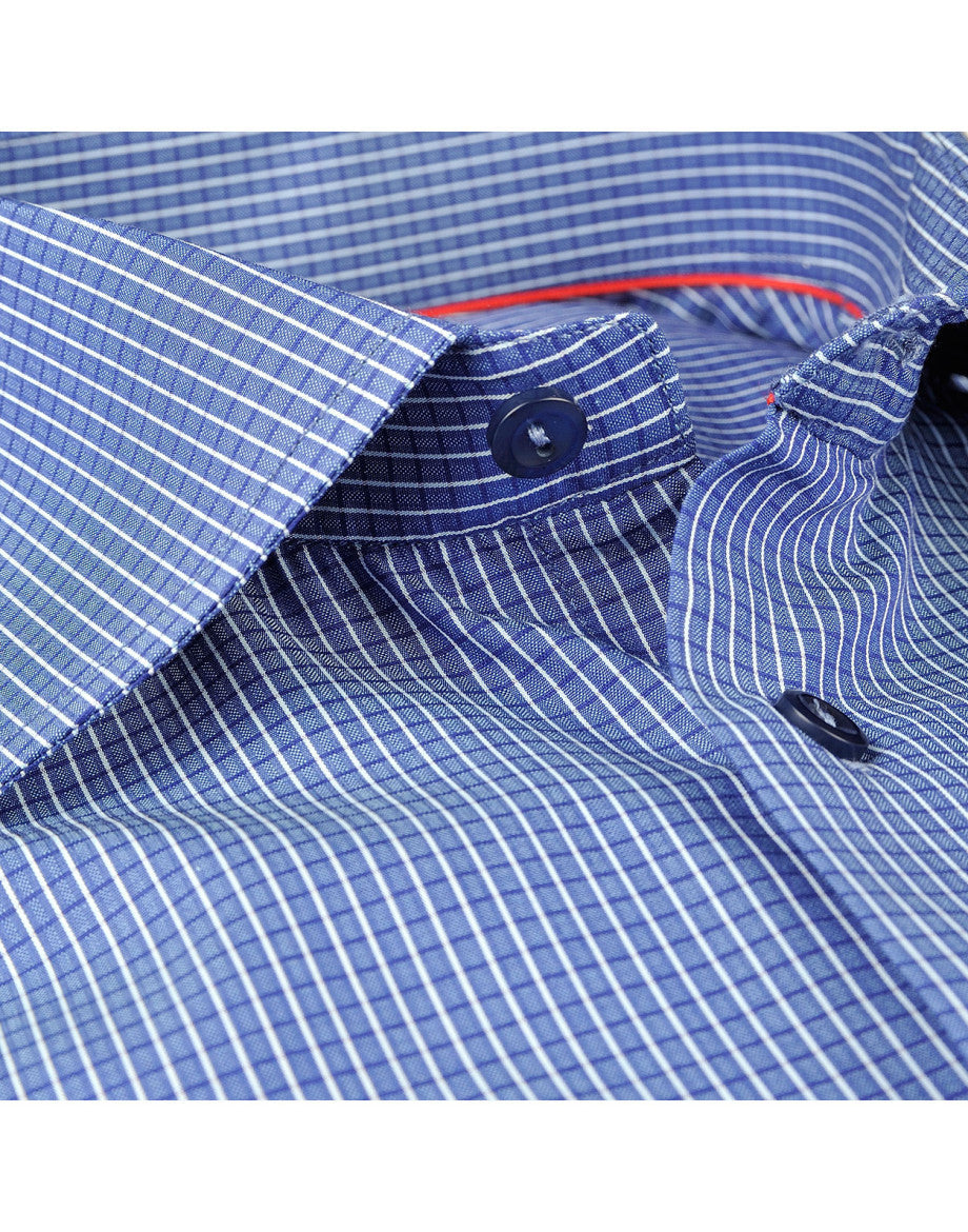 Made in Italy Dress Shirts// Navy Check - contemporary fit- Final Sale LEVINAS® Official
