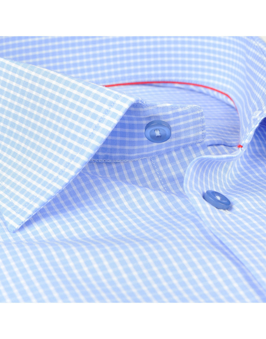 Made in Italy Dress Shirts// Lt Blue check - contemporary fit- Final Sale LEVINAS® Official