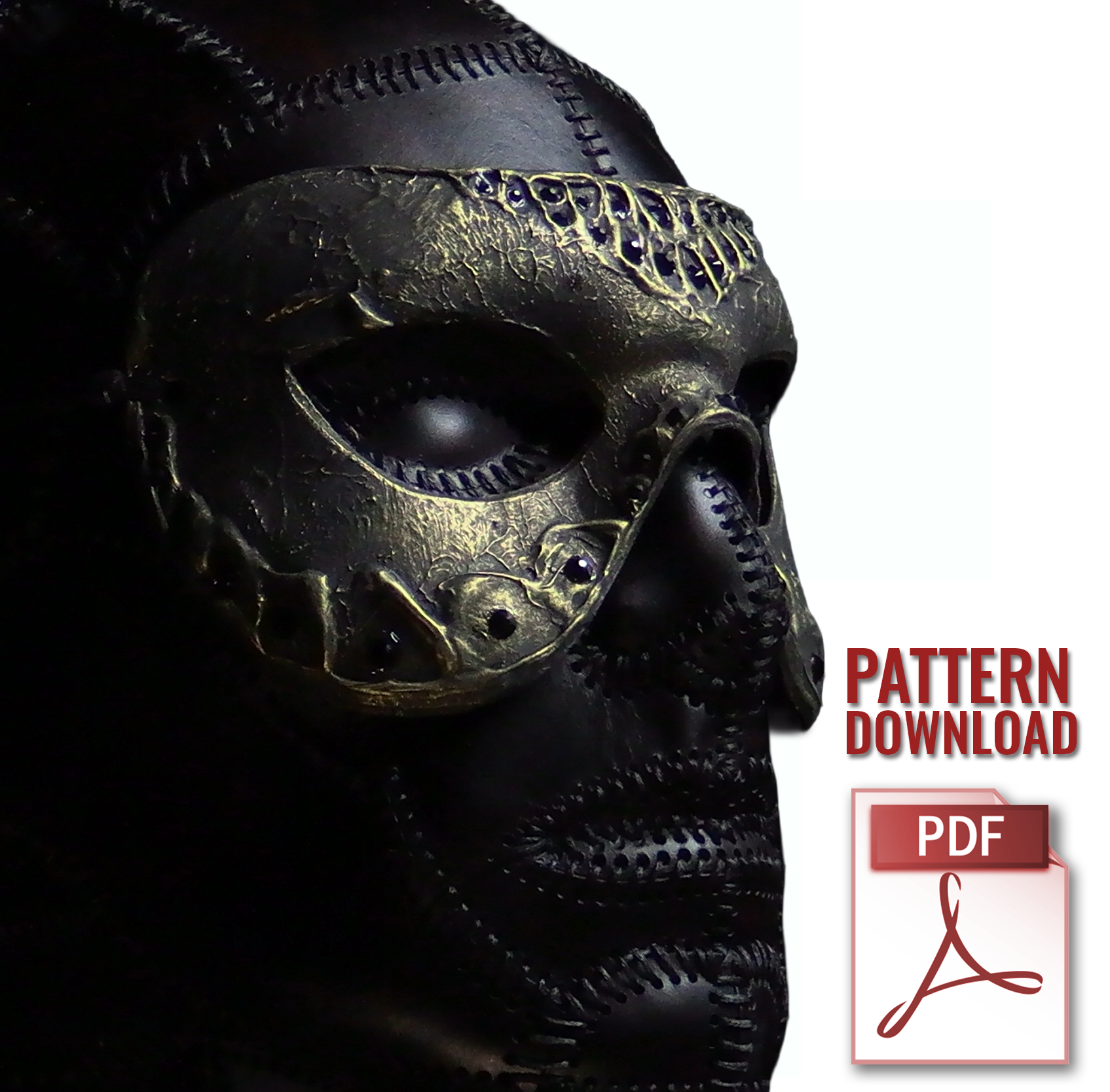 4-Pack Leather Masquerade Mask Printable Pattern Bundle Rockwell Masks