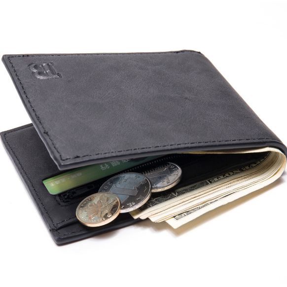 Men's Suede Wallet with Coin Bag Zipper Gentleman.Clothing