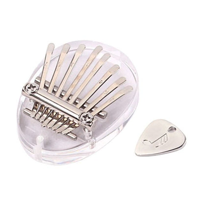 Mini Kalimba Thumb Piano 8 Keys Finger Transparent Acrylic Wood Musical Instrument with Tuning Hammer for Kids Adult Beginners