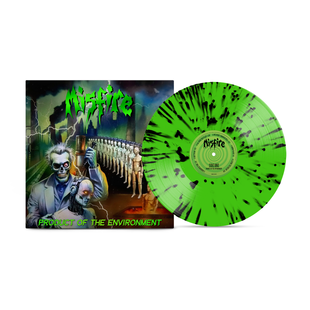 Misfire - Product Of The Environment Neon Green with Black Splatter Vinyl MNRK Heavy