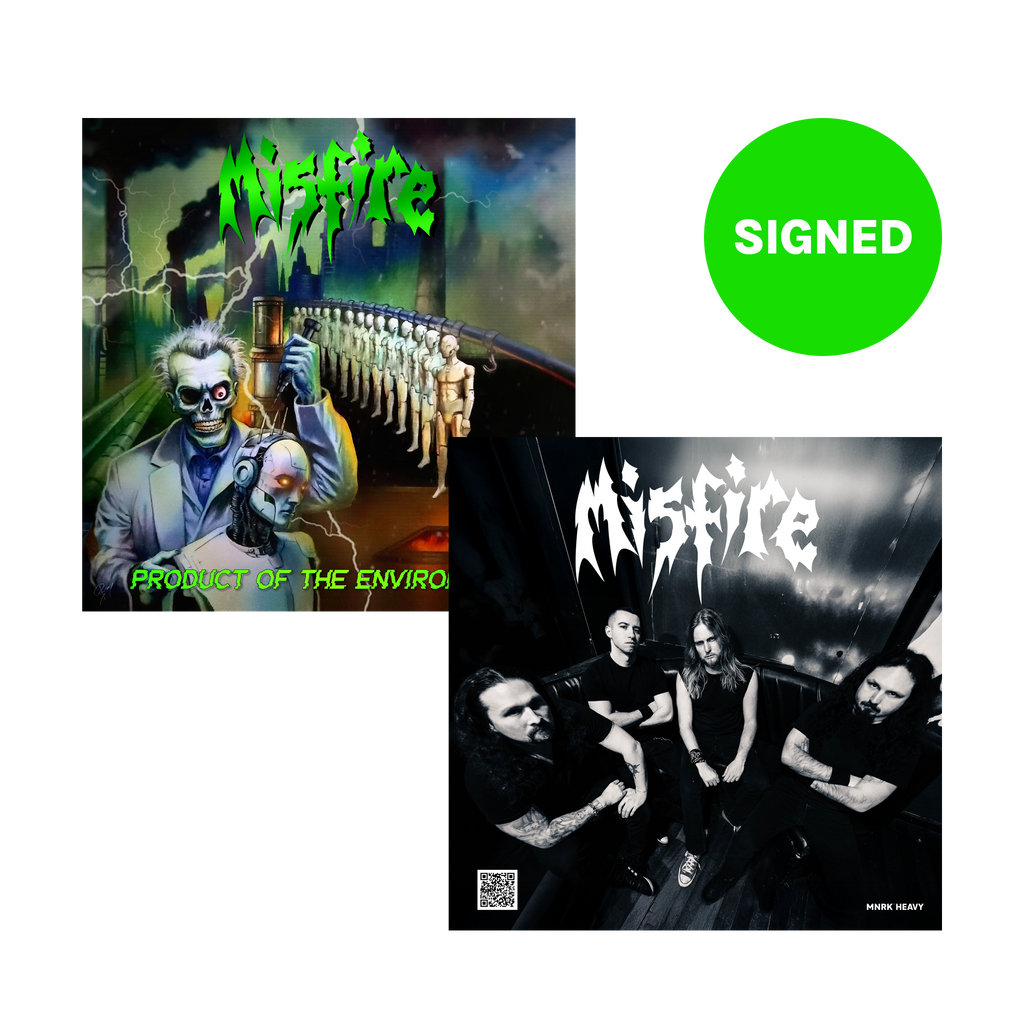 Misfire - Product Of The Environment Neon Green with Black Splatter Vinyl MNRK Heavy