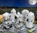 Rainbow Moonstone Point Tower Carving Gemstone Statue Home Decor Supply Amazing Crystals