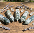 Large Moss Agate Double Point Crystal Carving Amazing Crystals