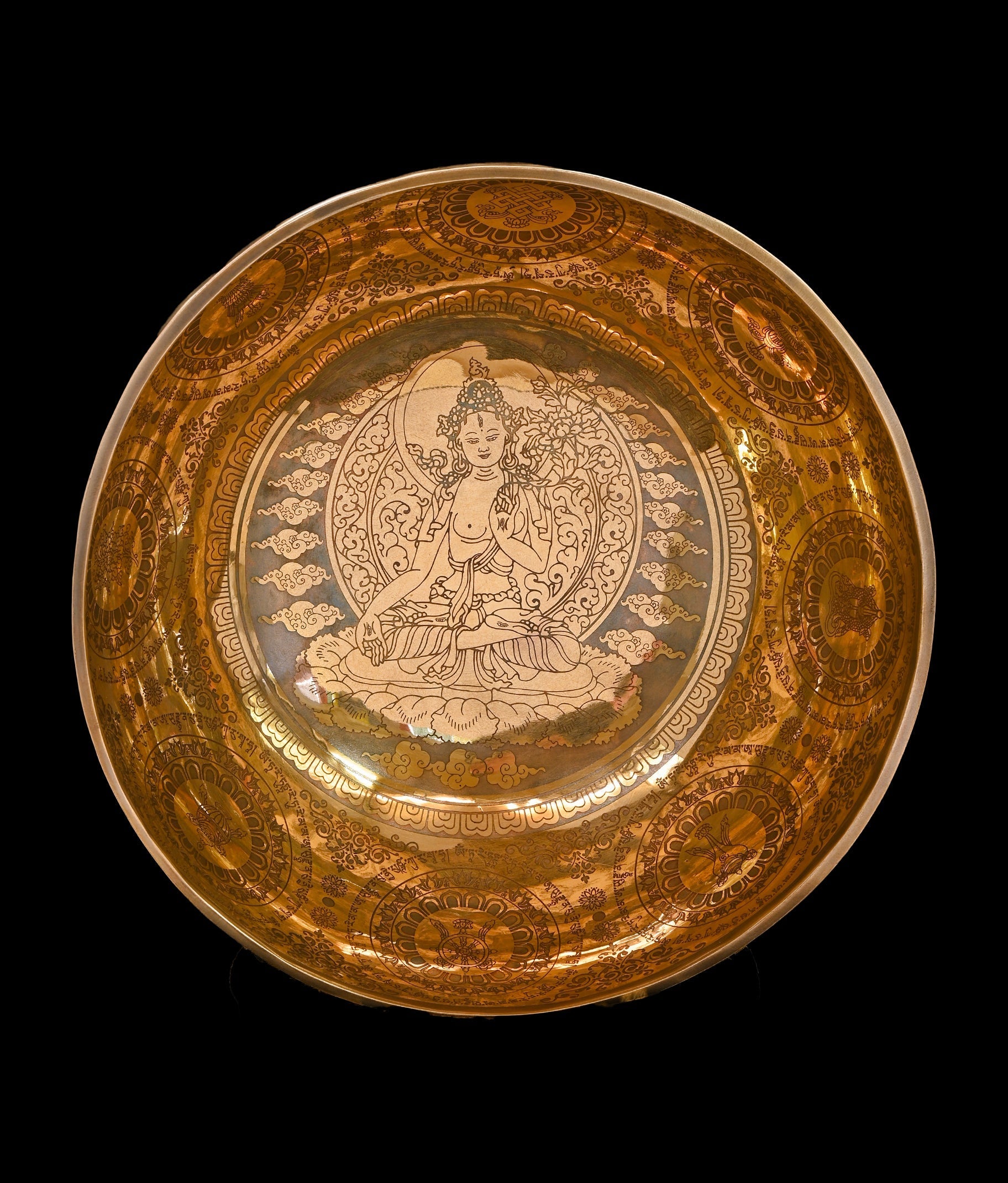 New Etched Jambati White Tara Singing Bowl A2 112Hz 11" N16075 Bodhisattva Trading Company