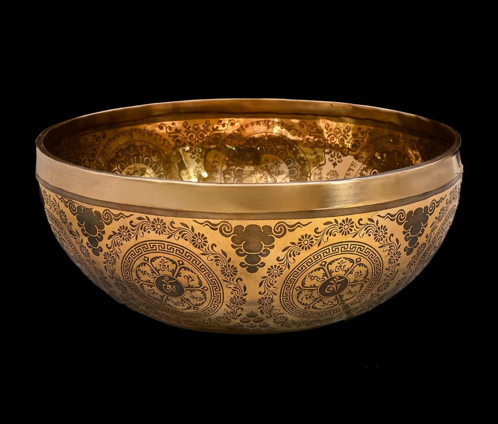 New Etched Jambati White Tara Singing Bowl A2 112Hz 11" N16075 Bodhisattva Trading Company