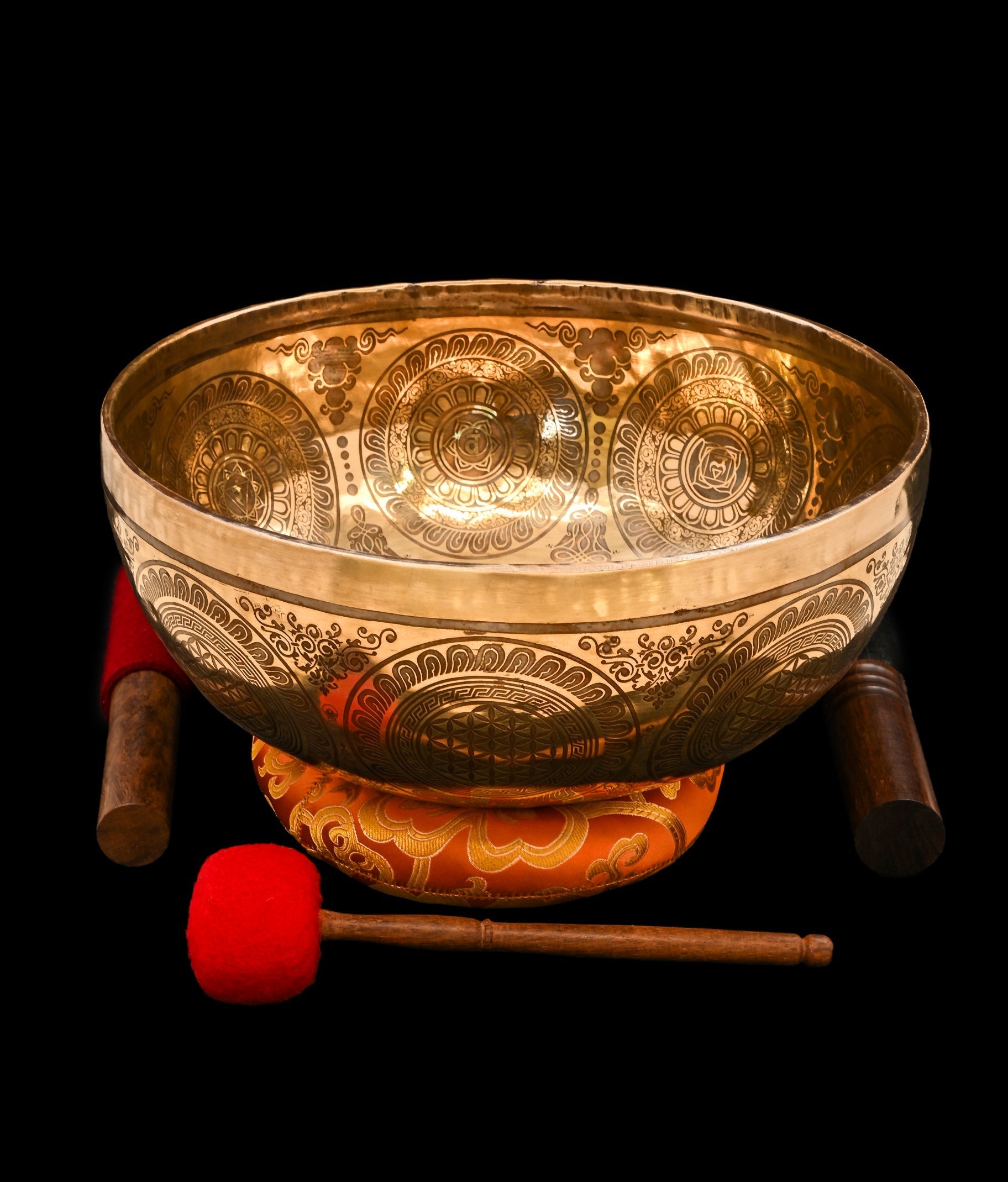 New Etched Jambati Cosmos Jambati Singing Bowl F#2 93Hz 11" N16190 Bodhisattva Trading Company