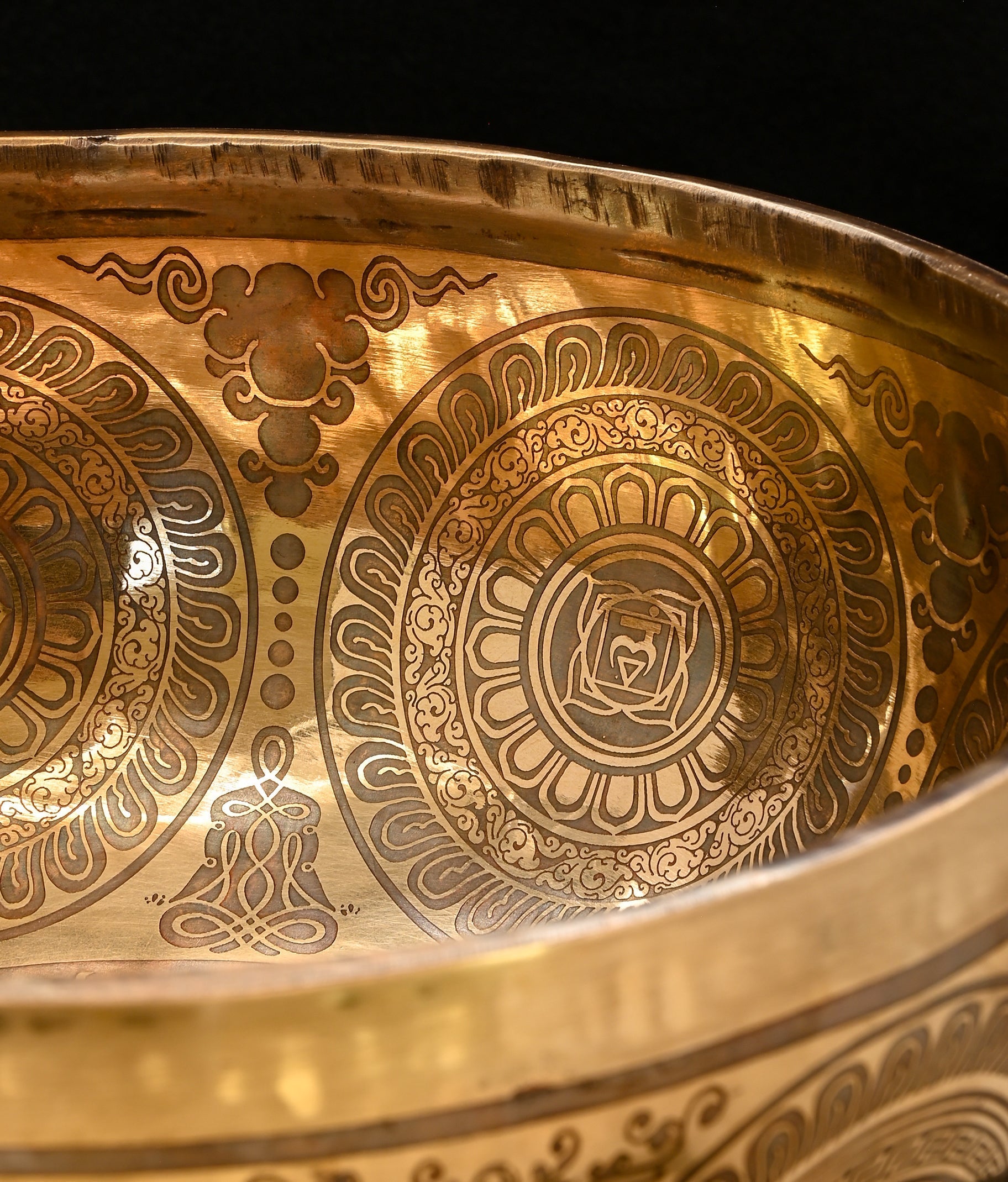 New Etched Jambati Cosmos Jambati Singing Bowl F#2 93Hz 11" N16190 Bodhisattva Trading Company