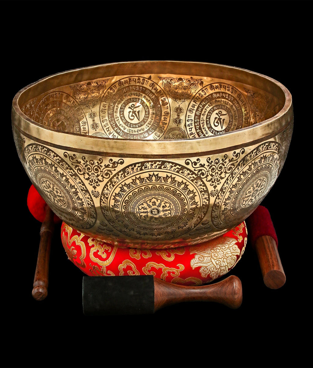 New Etched Jambati Dragon Singing Bowl F#2 92Hz 15" E16192 Bodhisattva Trading Company
